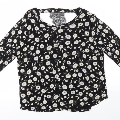 NEXT Womens Black Floral  Basic Blouse Size 16