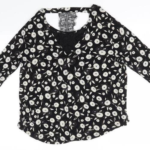 NEXT Womens Black Floral  Basic Blouse Size 16