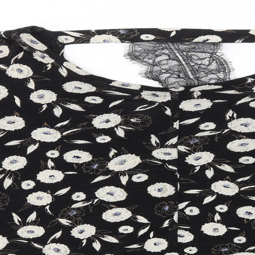 NEXT Womens Black Floral  Basic Blouse Size 16