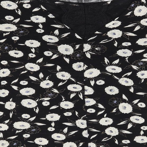 NEXT Womens Black Floral  Basic Blouse Size 16