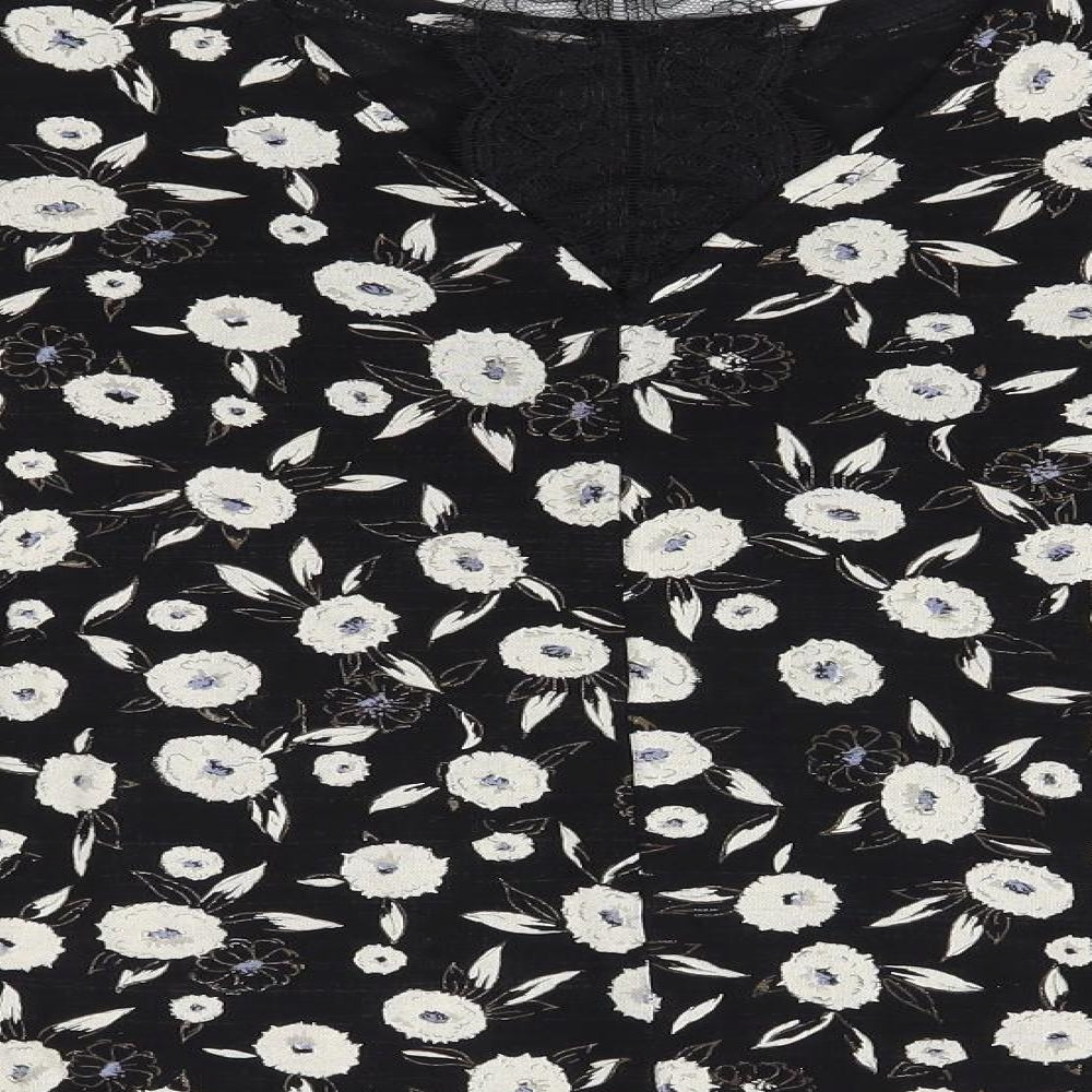 NEXT Womens Black Floral  Basic Blouse Size 16