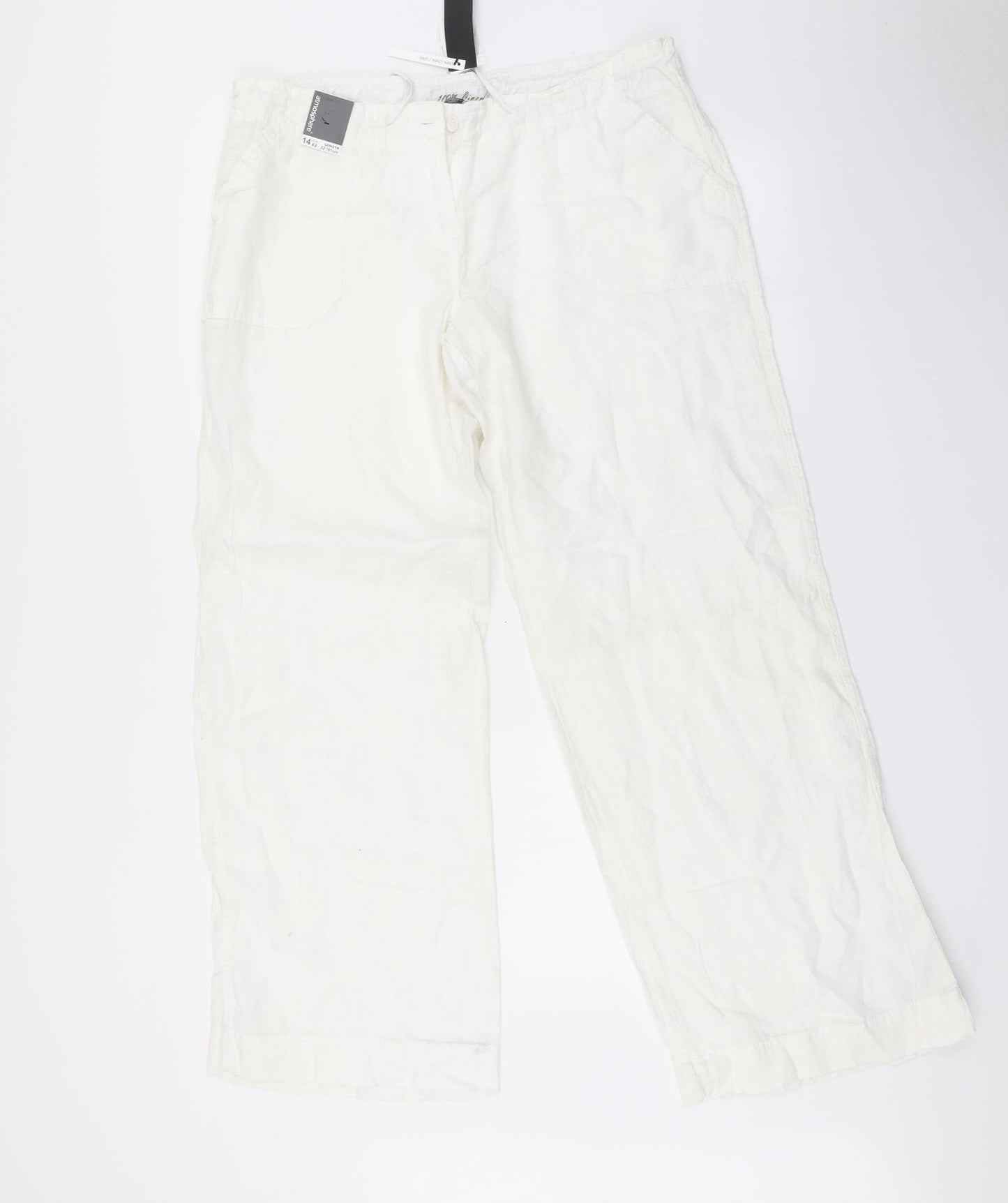 Primark Womens White   Trousers  Size 14 L30 in