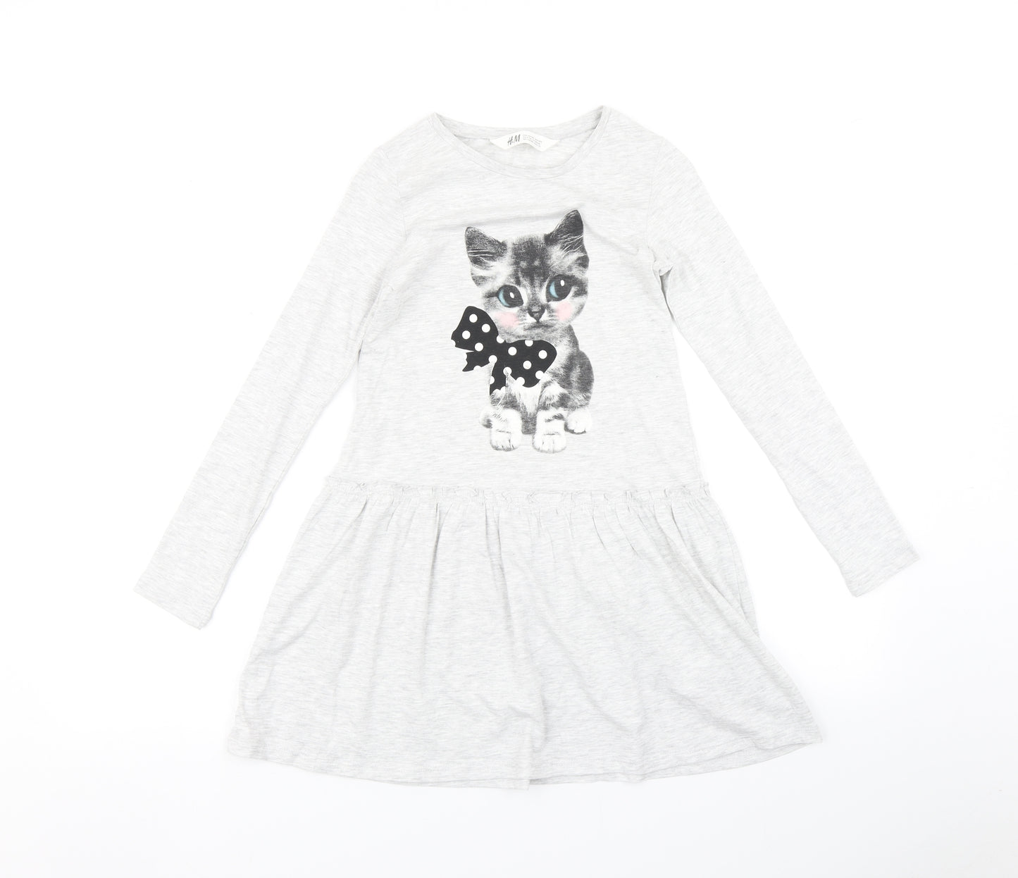 H&M Girls Grey   Fit & Flare  Size 10 Years  - Cat