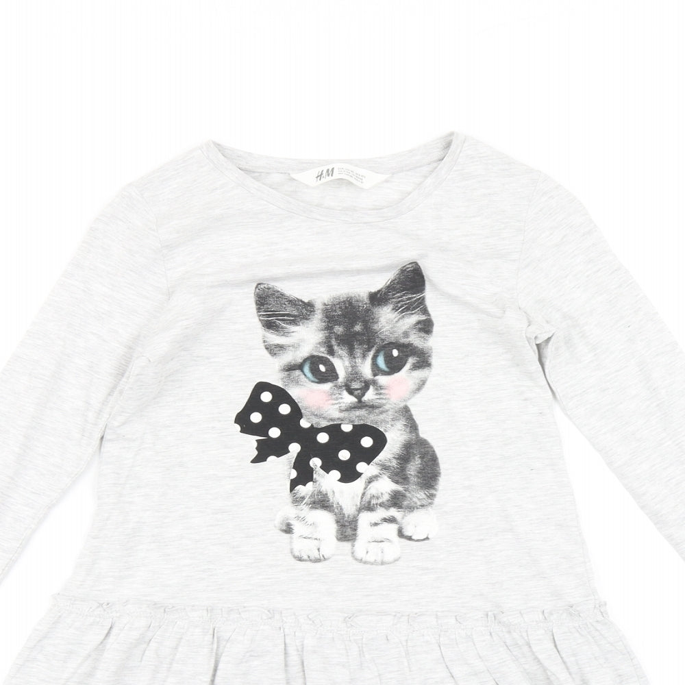 H&M Girls Grey   Fit & Flare  Size 10 Years  - Cat