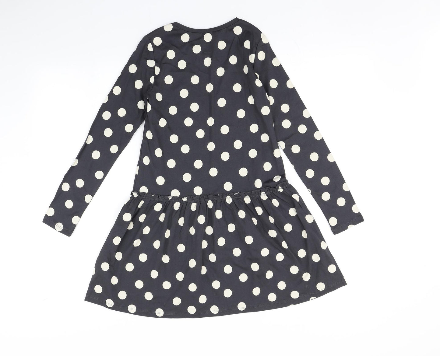 H&M Girls Black Polka Dot  T-Shirt Dress  Size 9-10 Years