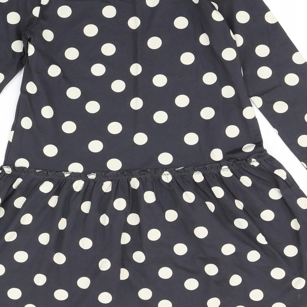 H&M Girls Black Polka Dot  T-Shirt Dress  Size 9-10 Years