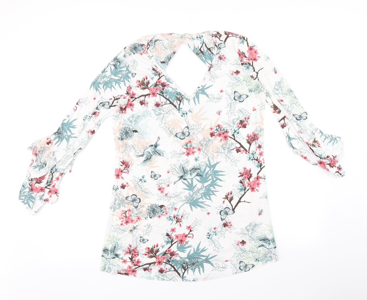 George Womens White Floral  Basic Blouse Size 16