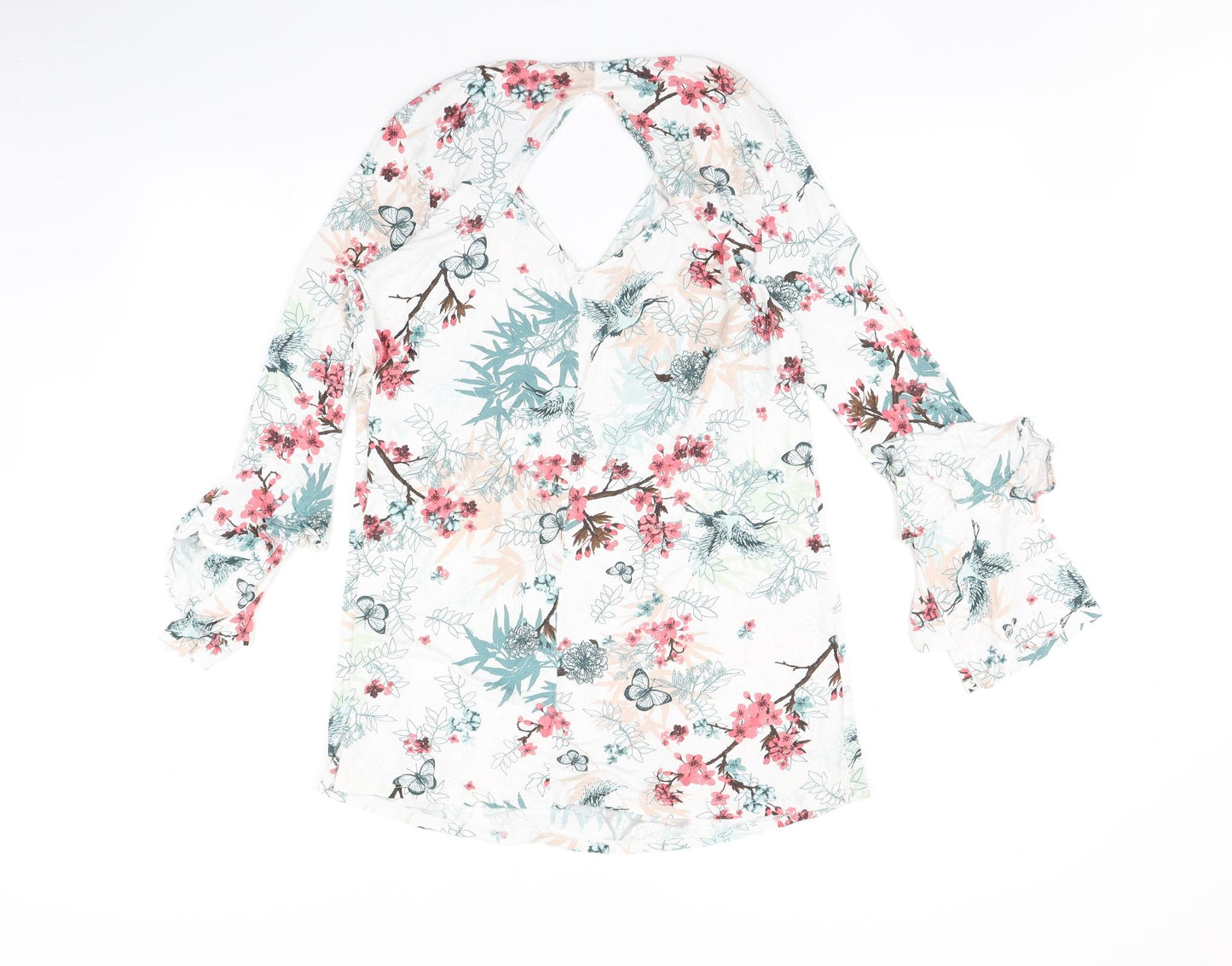 George Womens White Floral  Basic Blouse Size 16