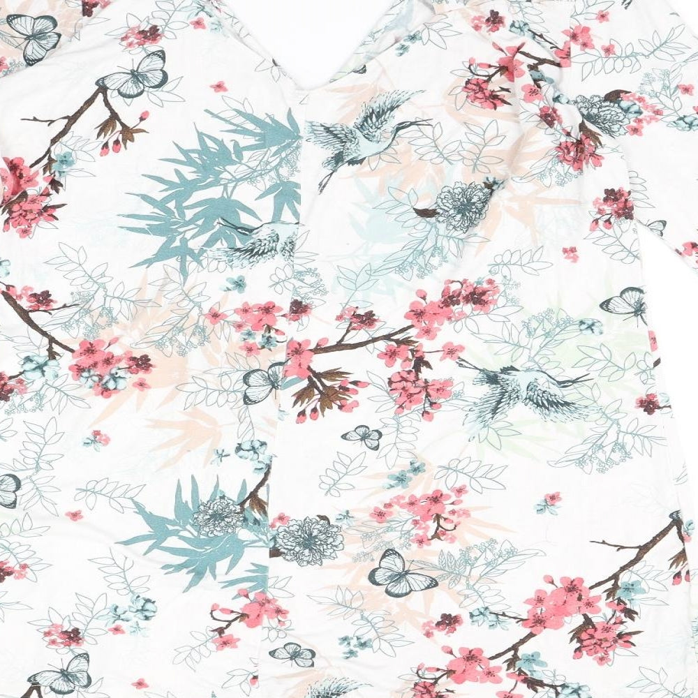 George Womens White Floral  Basic Blouse Size 16