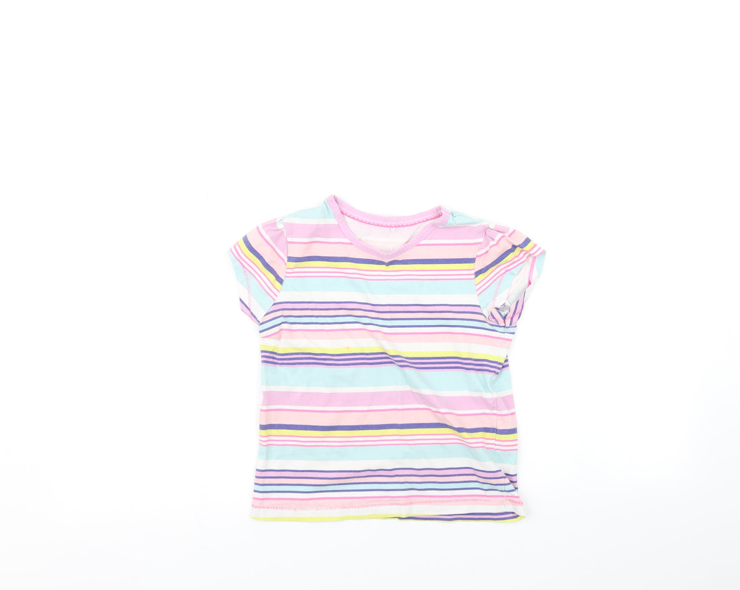 George Girls Pink Striped  Basic T-Shirt Size 7-8 Years