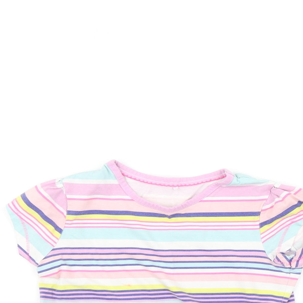 George Girls Pink Striped  Basic T-Shirt Size 7-8 Years