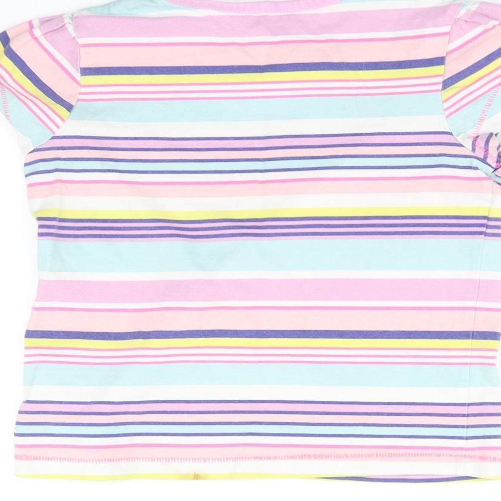George Girls Pink Striped  Basic T-Shirt Size 7-8 Years