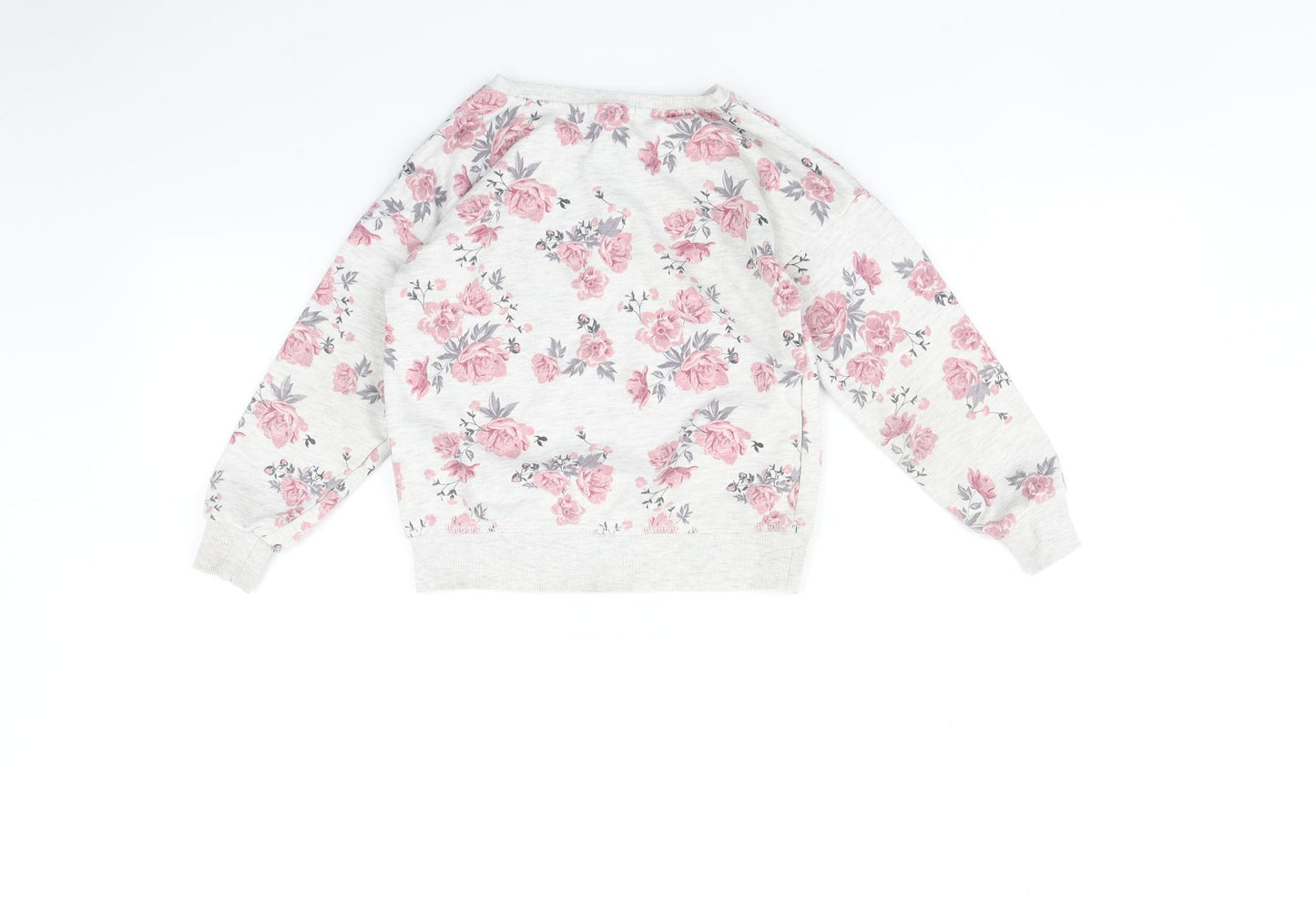 Primark Girls Grey Floral  Pullover Jumper Size 6-7 Years