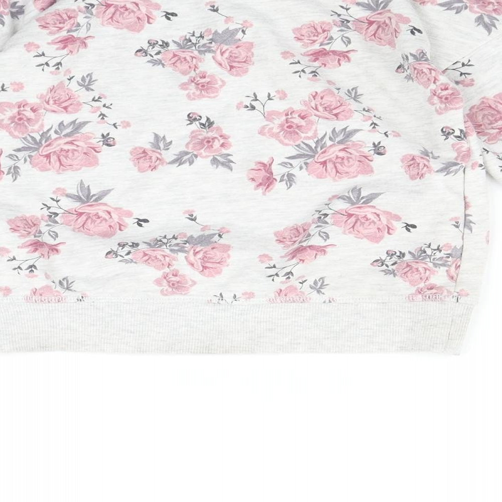 Primark Girls Grey Floral  Pullover Jumper Size 6-7 Years
