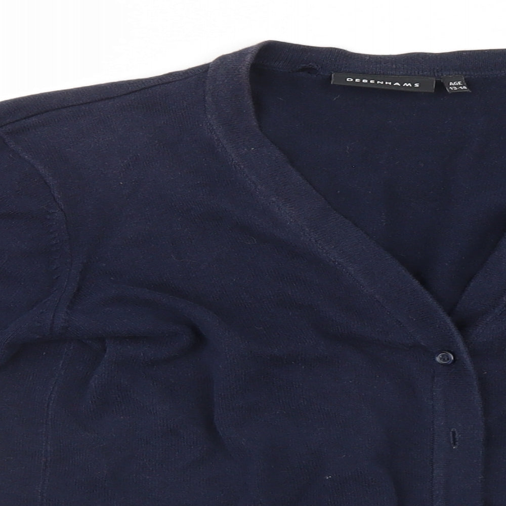 Debenhams Girls Blue   Cardigan Jumper Size 13-14 Years