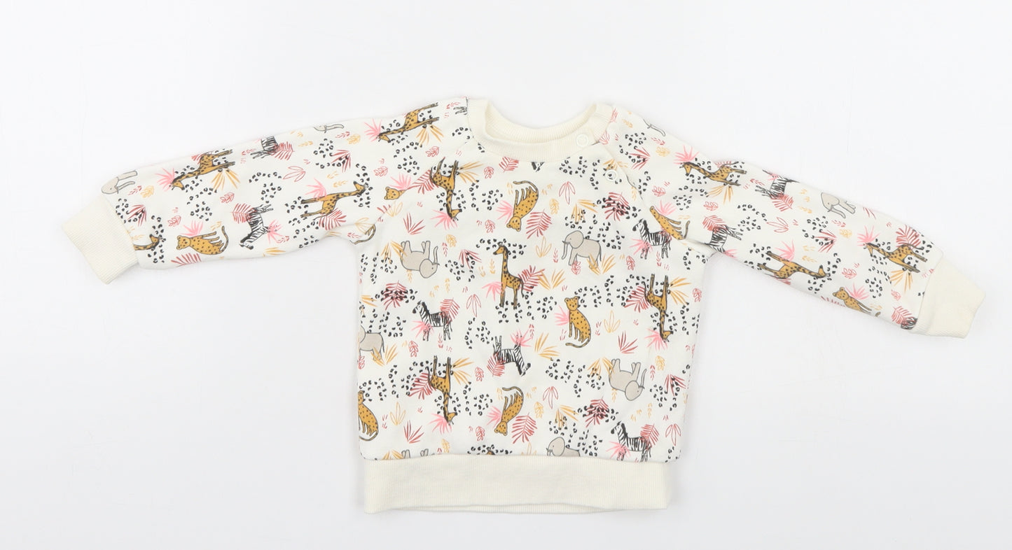 Primark Baby White Animal Print  Pullover Jumper Size 6-9 Months  - Animals