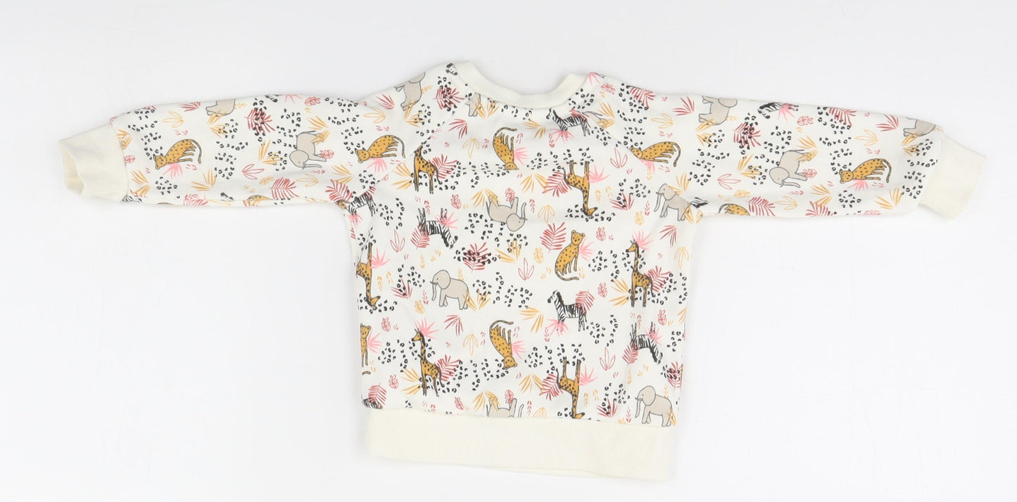 Primark Baby White Animal Print  Pullover Jumper Size 6-9 Months  - Animals