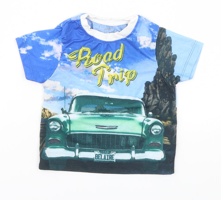 PEP&Co Baby Blue   Basic T-Shirt Size 9-12 Months  - Road Trip