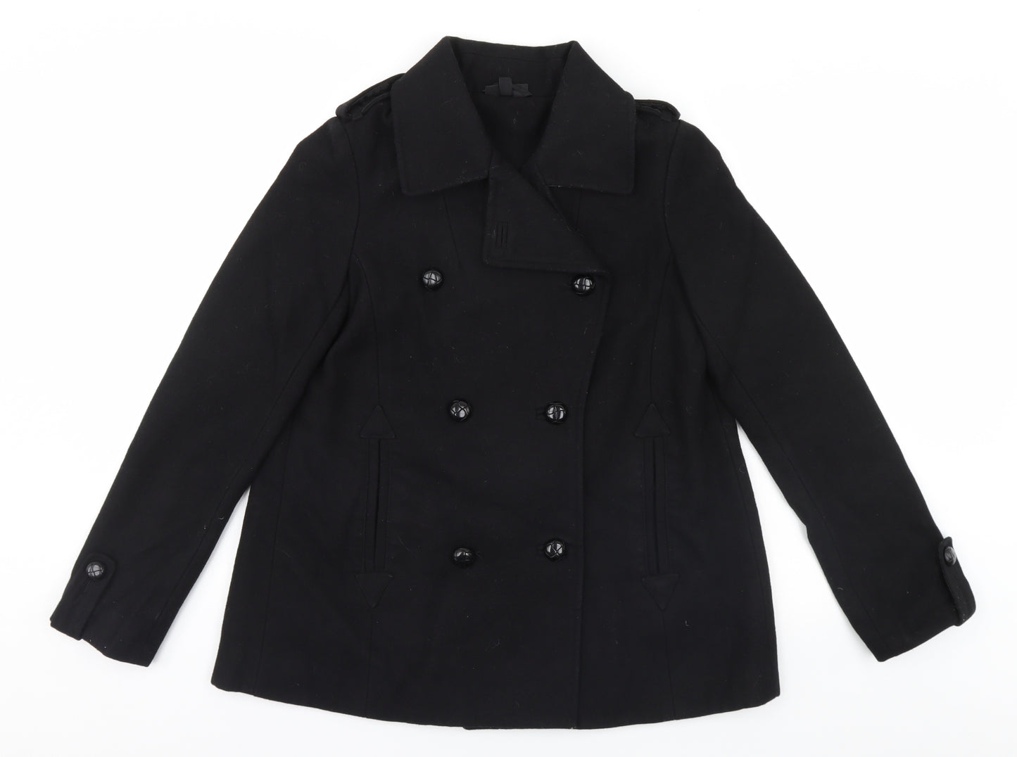 Topshop Womens Black   Overcoat Coat Size 8