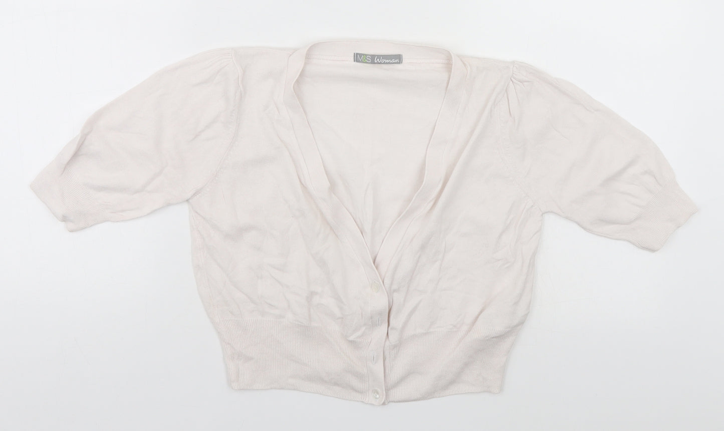 Marks and Spencer Womens White   Cardigan Jumper Size 12