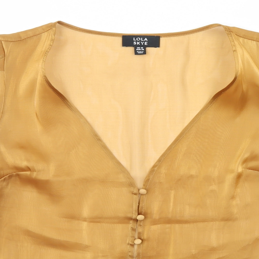 Lola Skye Womens Gold   Basic Blouse Size 10