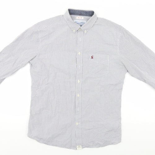 Jonles Mens White Plaid   Button-Up Size M