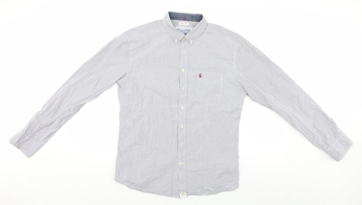 Jonles Mens White Plaid   Button-Up Size M