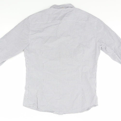 Jonles Mens White Plaid   Button-Up Size M