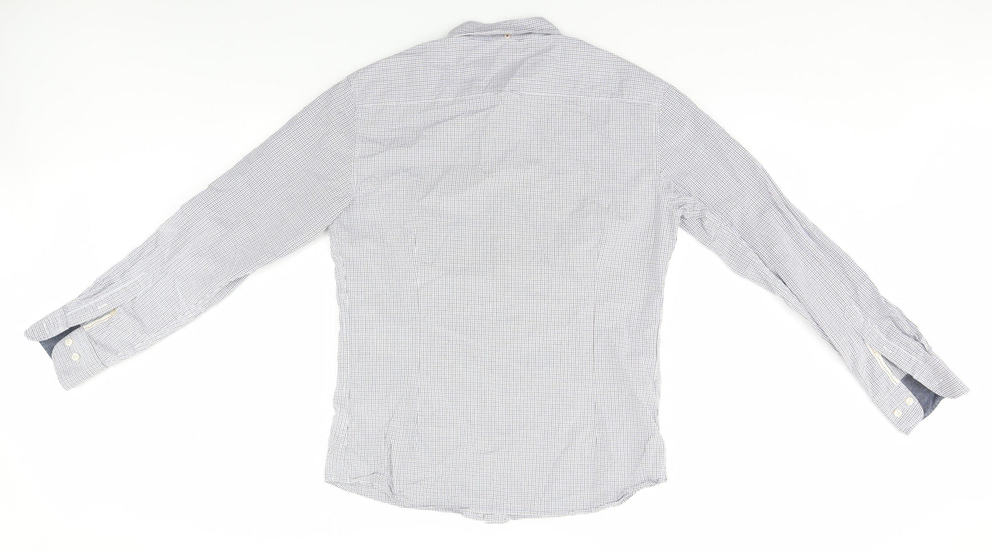 Jonles Mens White Plaid   Button-Up Size M