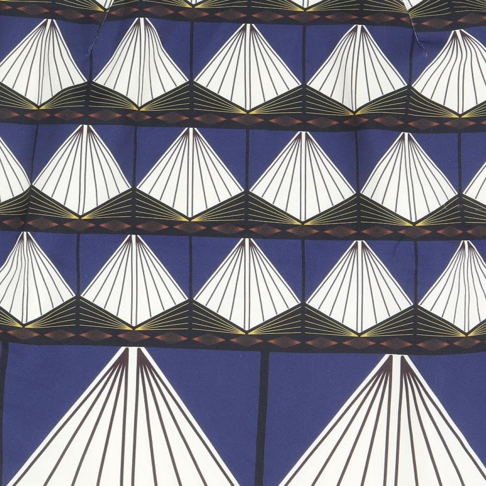 Marks and Spencer Womens Blue Geometric  A-Line Skirt Size 14