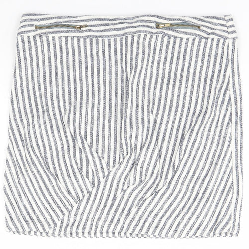 Topshop Womens White Striped  Straight & Pencil Skirt Size 12