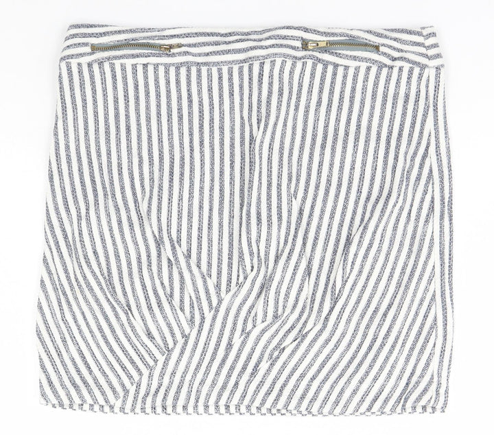 Topshop Womens White Striped  Straight & Pencil Skirt Size 12