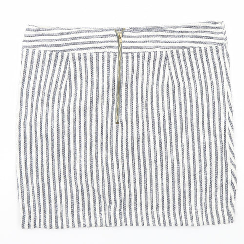 Topshop Womens White Striped  Straight & Pencil Skirt Size 12