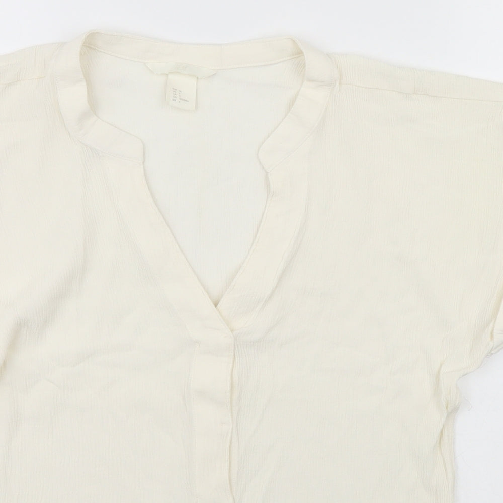 H&M Womens Ivory   Basic T-Shirt Size 8