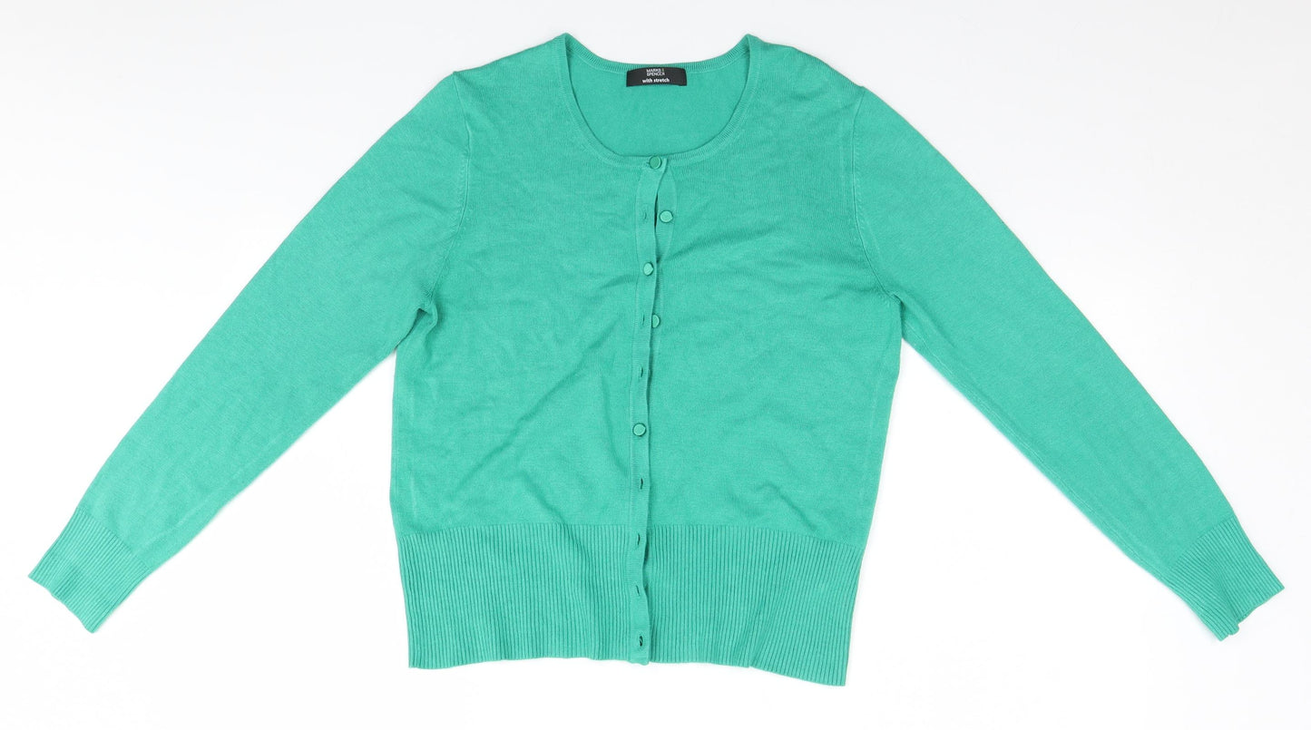 Marks and Spencer Womens Green   Cardigan Jumper Size 14