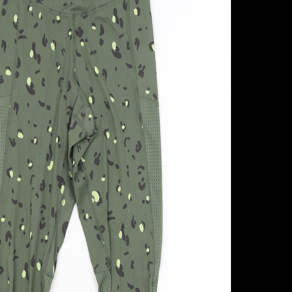 M&S Womens Green Animal Print  Compression Leggings Size 10 L26 in