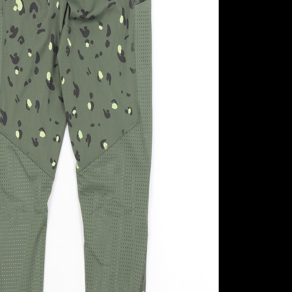 M&S Womens Green Animal Print  Compression Leggings Size 10 L26 in