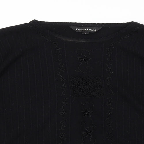 DONNA LEWIS Womens Black   Pullover Jumper Size L