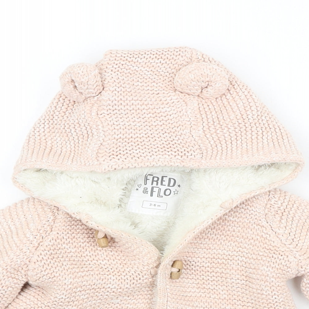 F&F Girls Pink   Basic Coat Coat Size 3-6 Months