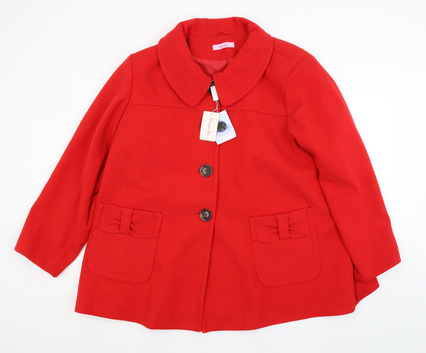 Simply Be Womens Red   Pea Coat Coat Size 32