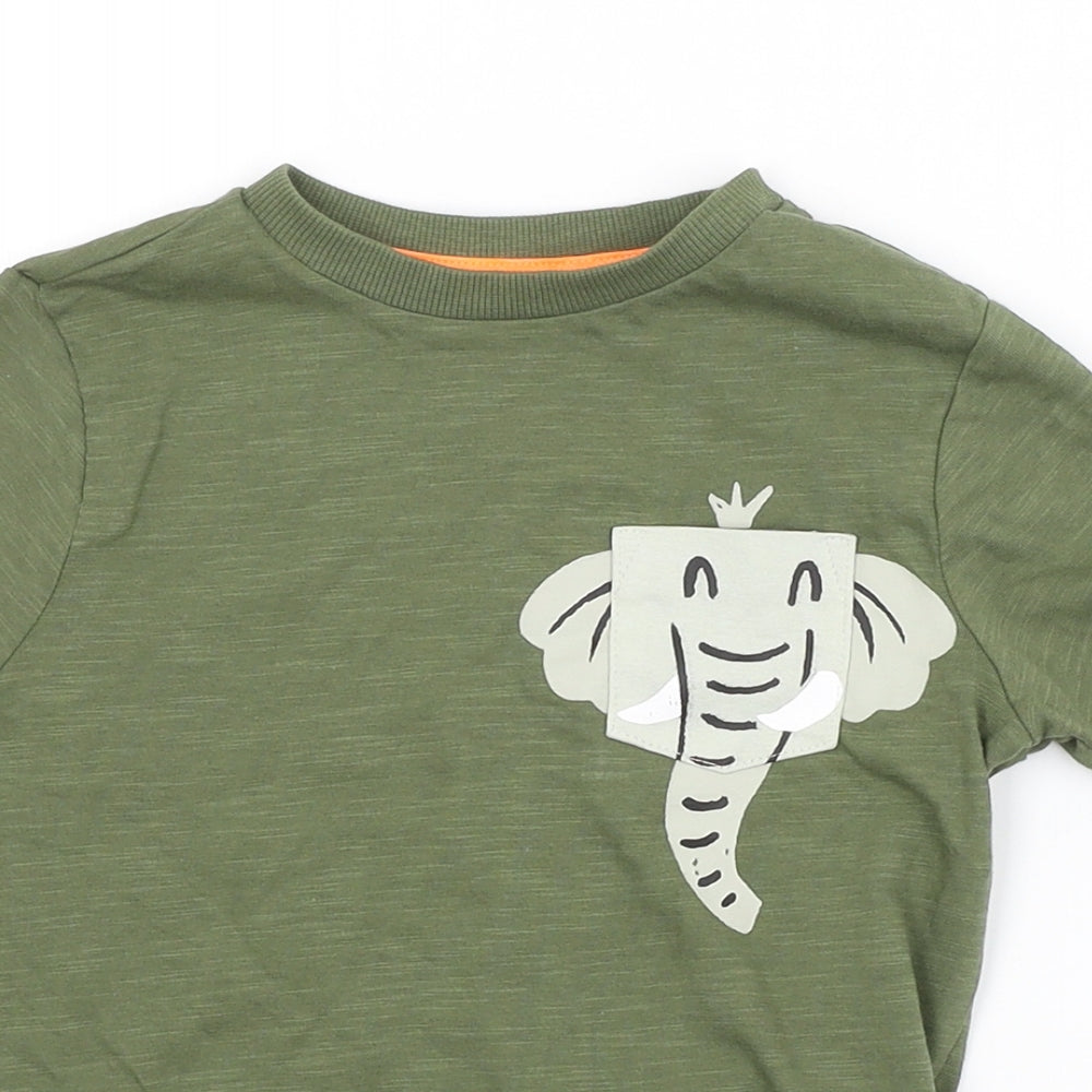 F&F Boys Green   Basic T-Shirt Size 3-4 Years  - ELEPHANT