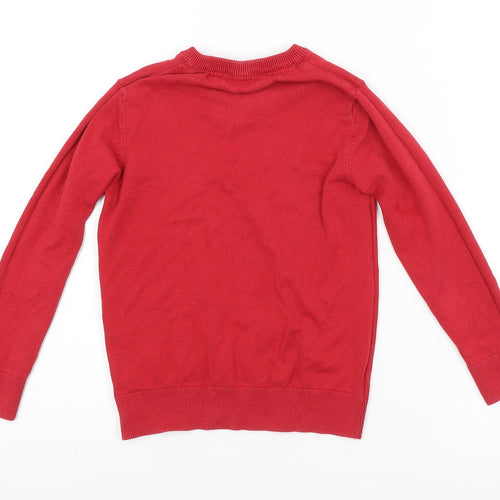 F&F SCHOOL Boys Red   Pullover Jumper Size 5-6 Years  - SCHOOL JUMPER