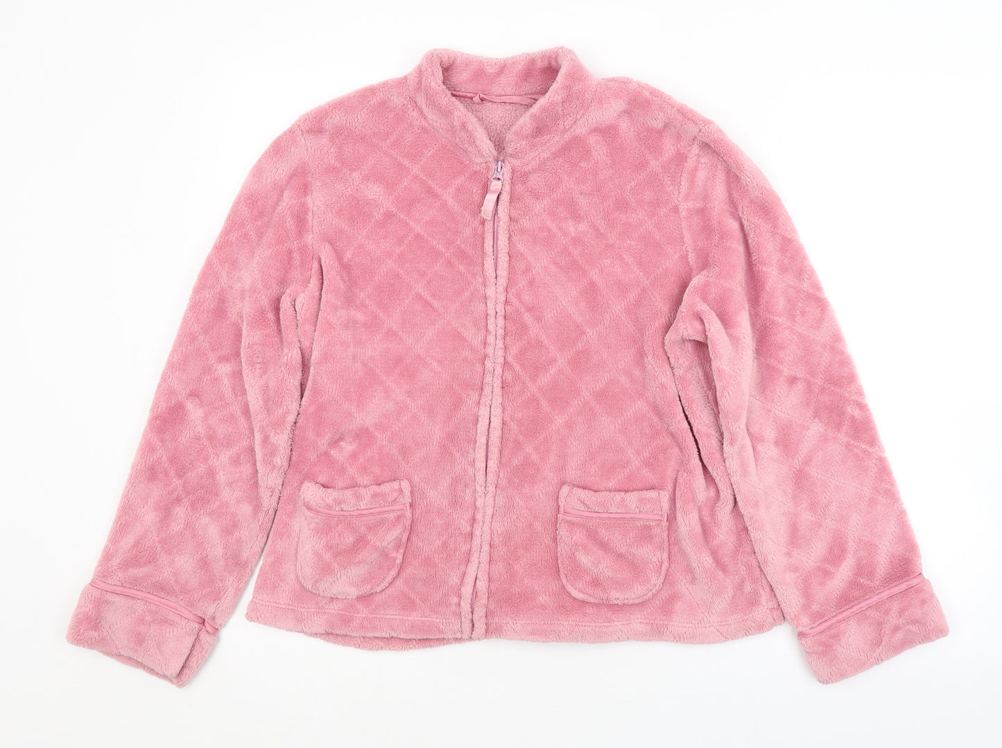 M&S Womens Pink Argyle/Diamond  Full Zip Jumper Size 12