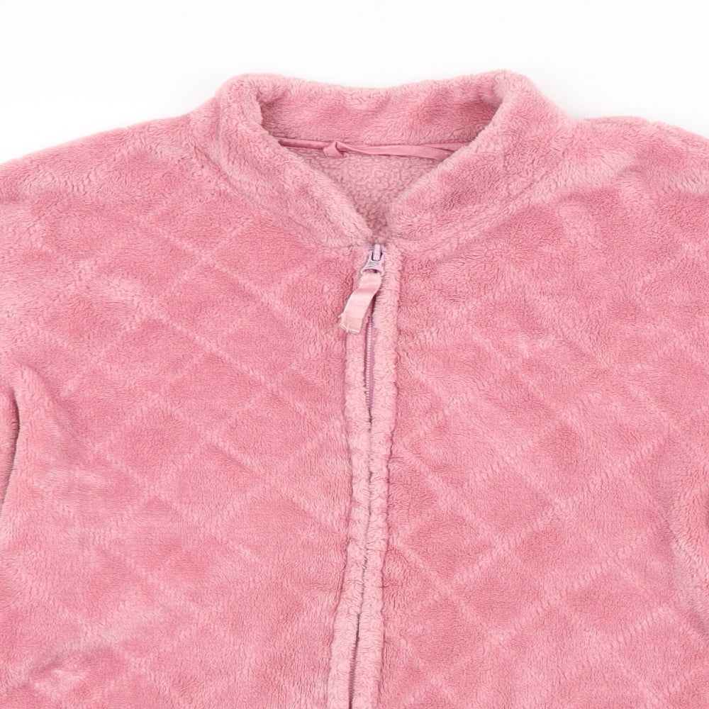 M&S Womens Pink Argyle/Diamond  Full Zip Jumper Size 12