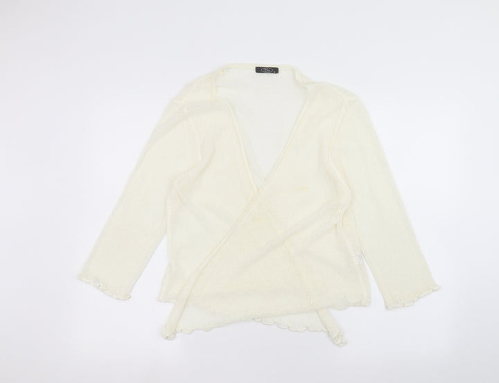 BM Womens White Cardigan Jumper Size M