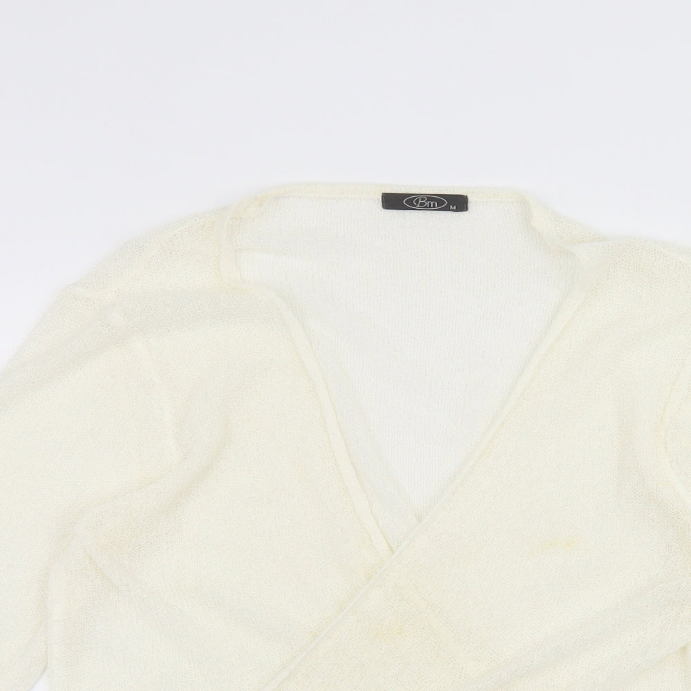 BM Womens White   Cardigan Jumper Size M