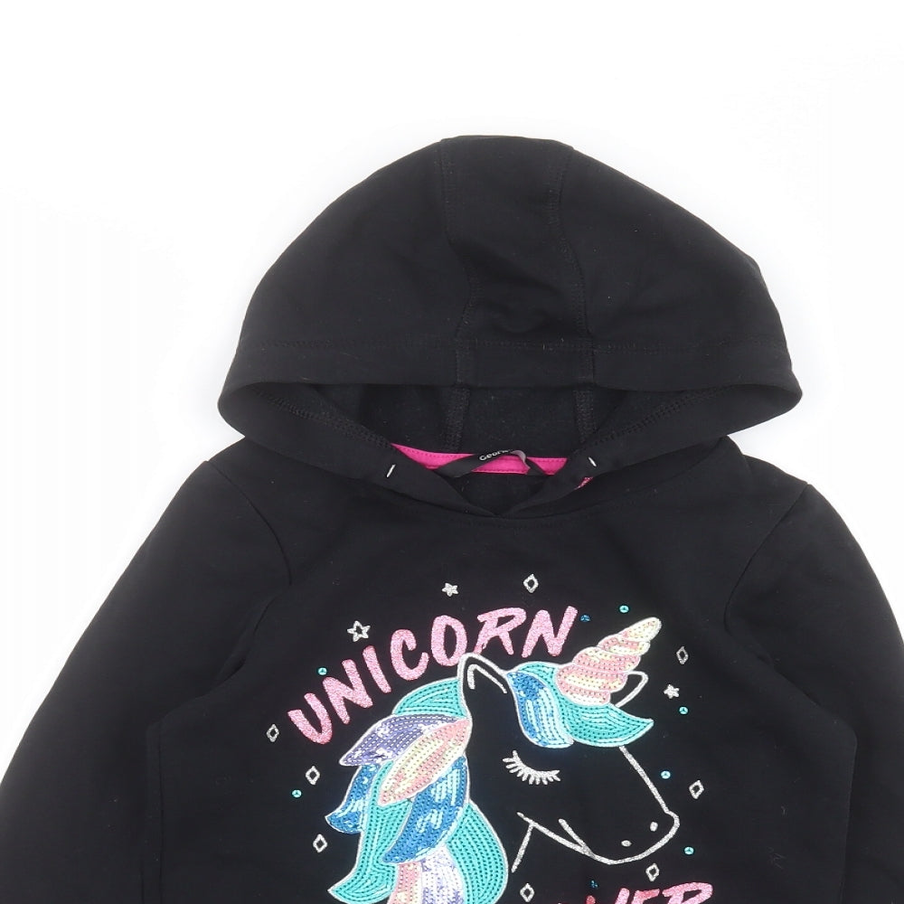 George Girls Black   Pullover Hoodie Size 6-7 Years