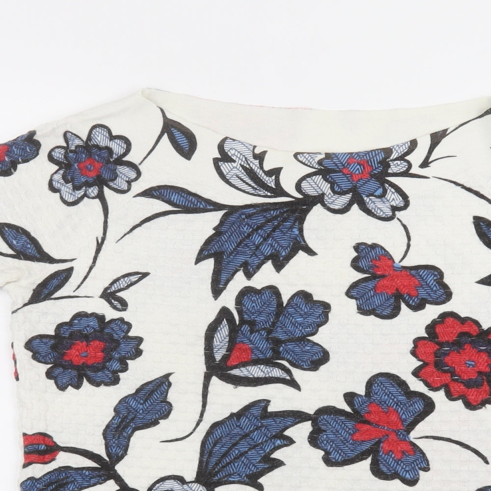 NEXT Womens White Floral  Basic T-Shirt Size 12