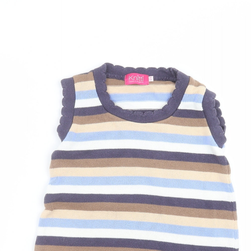 Knitti Girls Multicoloured Striped  Pullover Jumper Size 4-5 Years