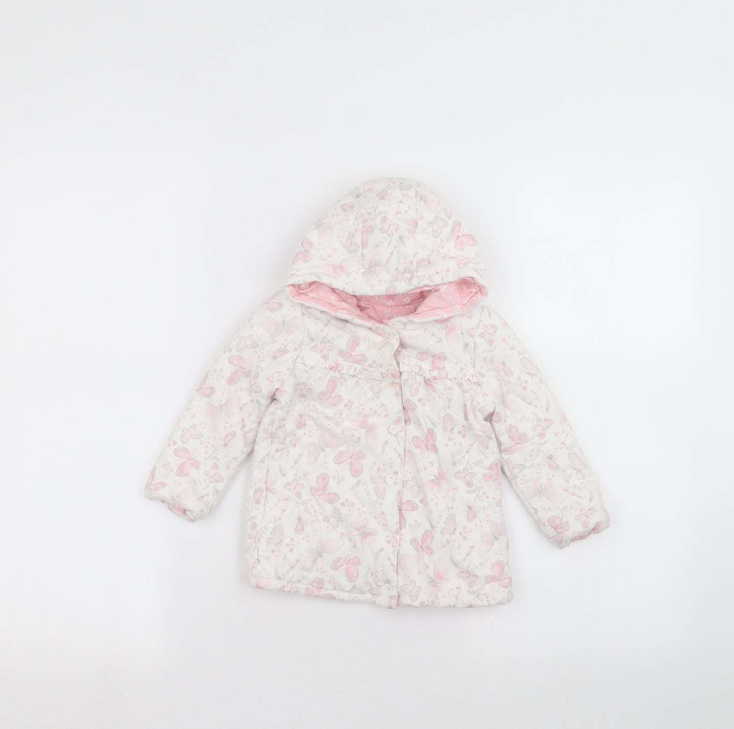 George Baby White Floral  Parka Coat Size 9-12 Months